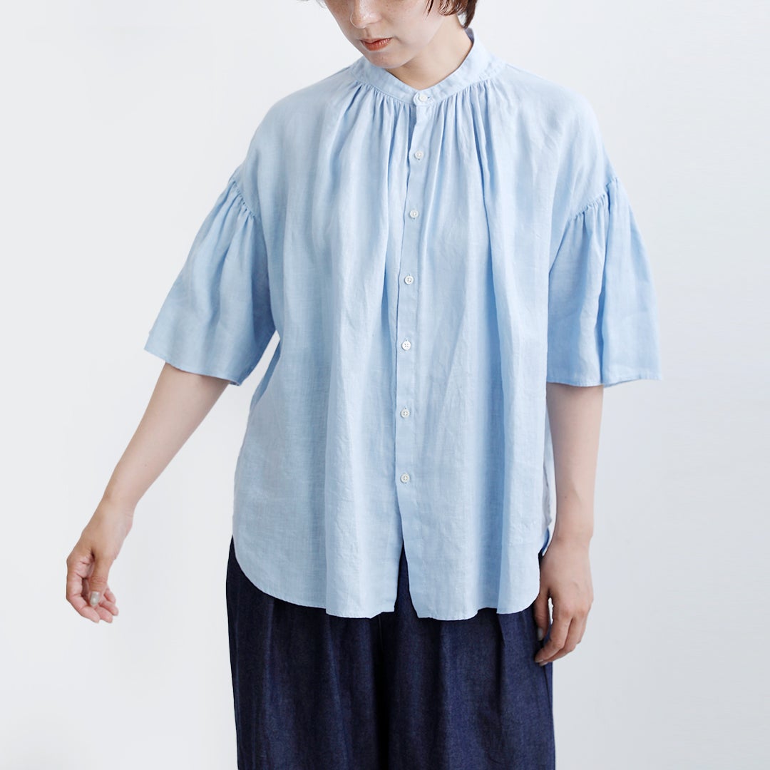 NEW]MANON マノン ギャザースリーブ リネン アミカル シャツ GATHER