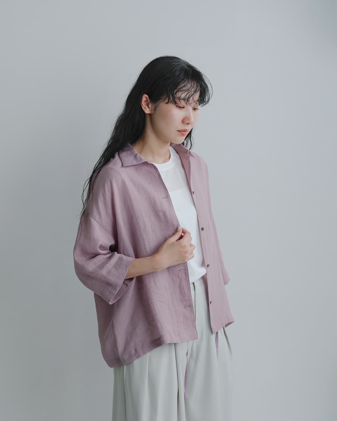 NEW]Squady スカディ ラミーローン ハーフスリーブ シャツ 002-6251