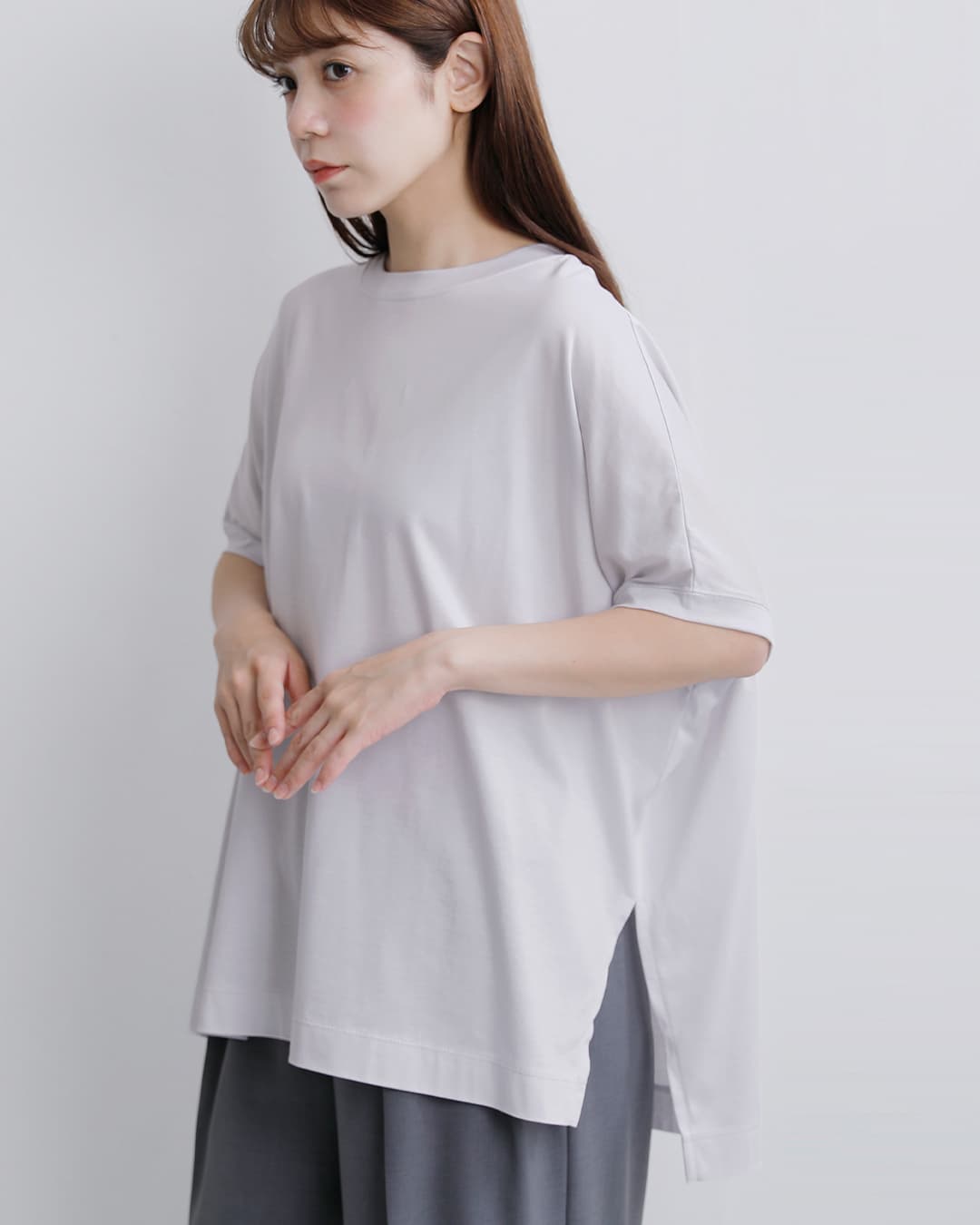 NEW]Squady スカディ コットン シルケット天竺 スリット Tシャツ 002
