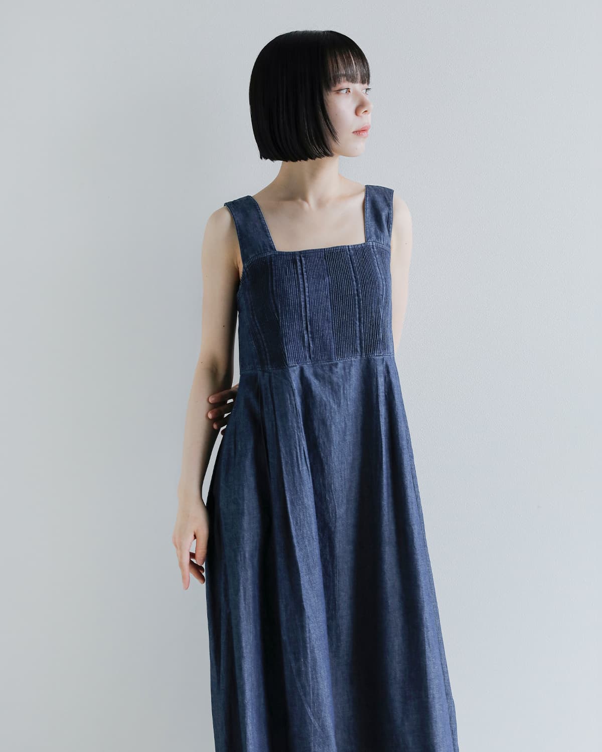 フィータ Trinity ピンタック レース バンドカラー ワンピース us7 NEW] Pheeta フィータ コットン ブザム ワンピース Trinity ph016c-27d