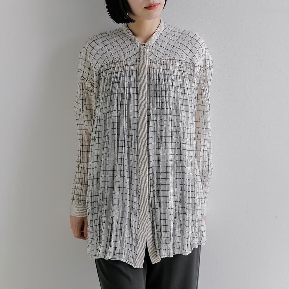 NEW] Pheeta フィータ コットンシルク チェックシャツ Mona ph016c-41c