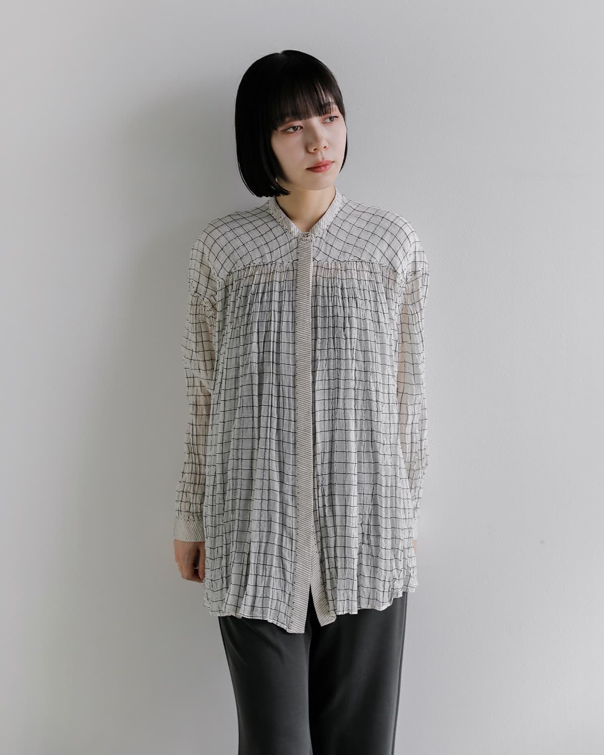 NEW] Pheeta フィータ コットンシルク チェックシャツ Mona ph016c-41c