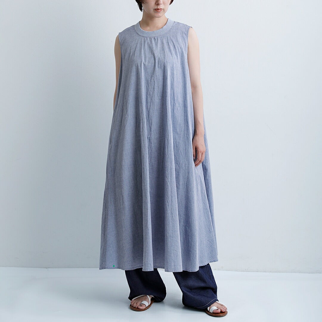 NEW]MidiUmi ミディウミ コットン シャンブレー ノースリーブ