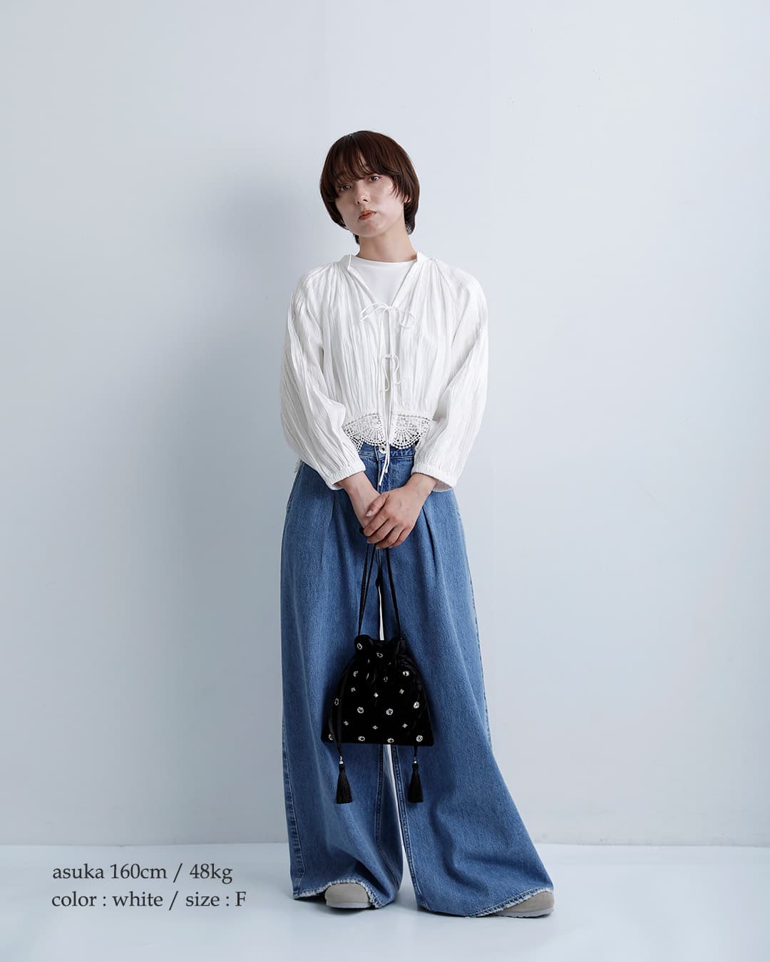 【新品タグ付き】25SS ヌキテパ コットンレースブラウス ネイビー NEW]ne Quittez pas ヌキテパ コットン レースブラウス Cambric Dobby