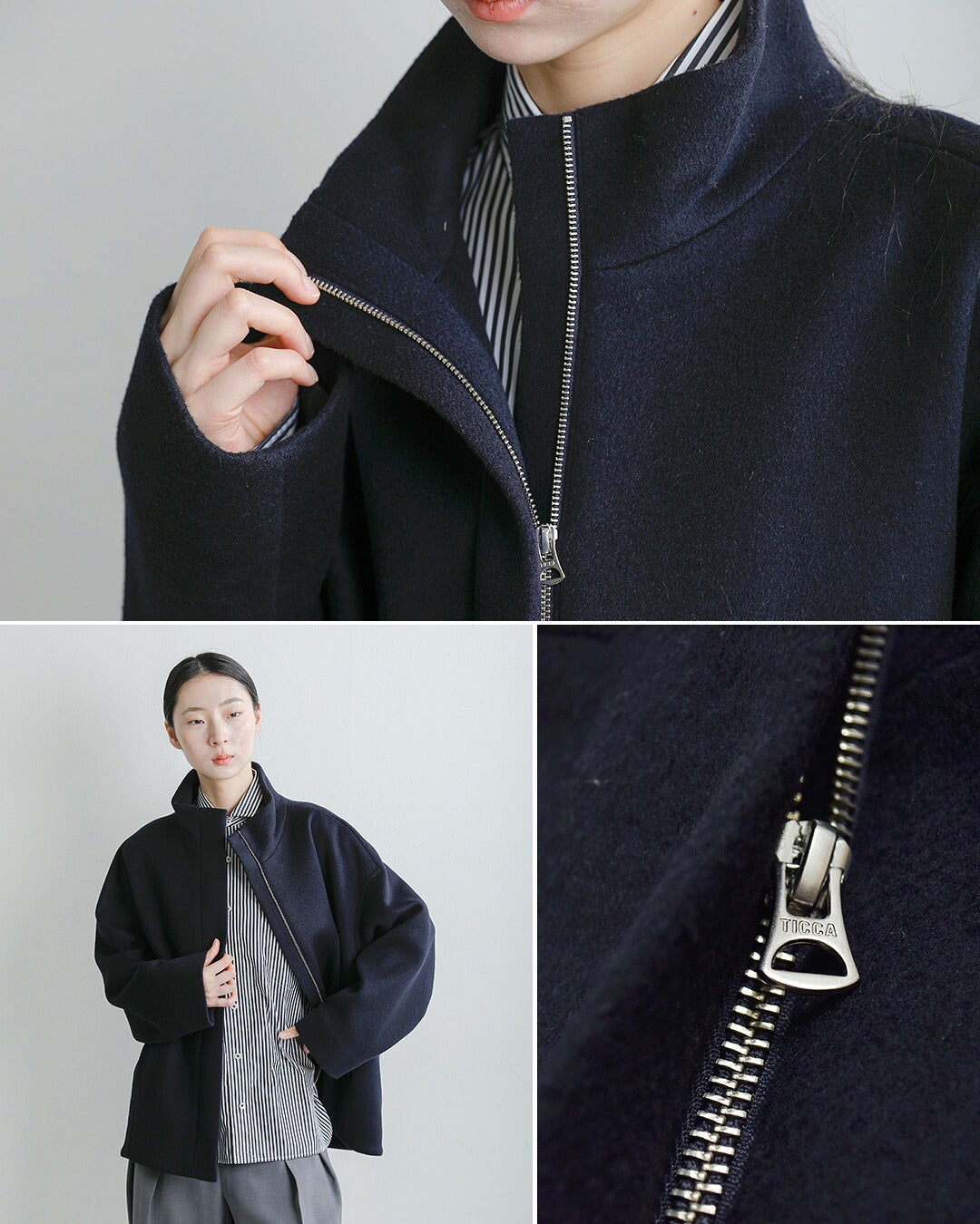 TICCA ティッカ ウール スタンドネック ブルゾン tbfa-206 レディース