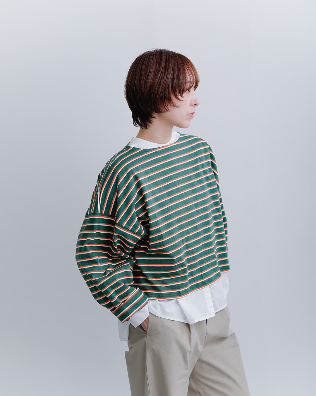 クーポン対象】Le minor ルミノア コットン ボーダー ルーズフィット