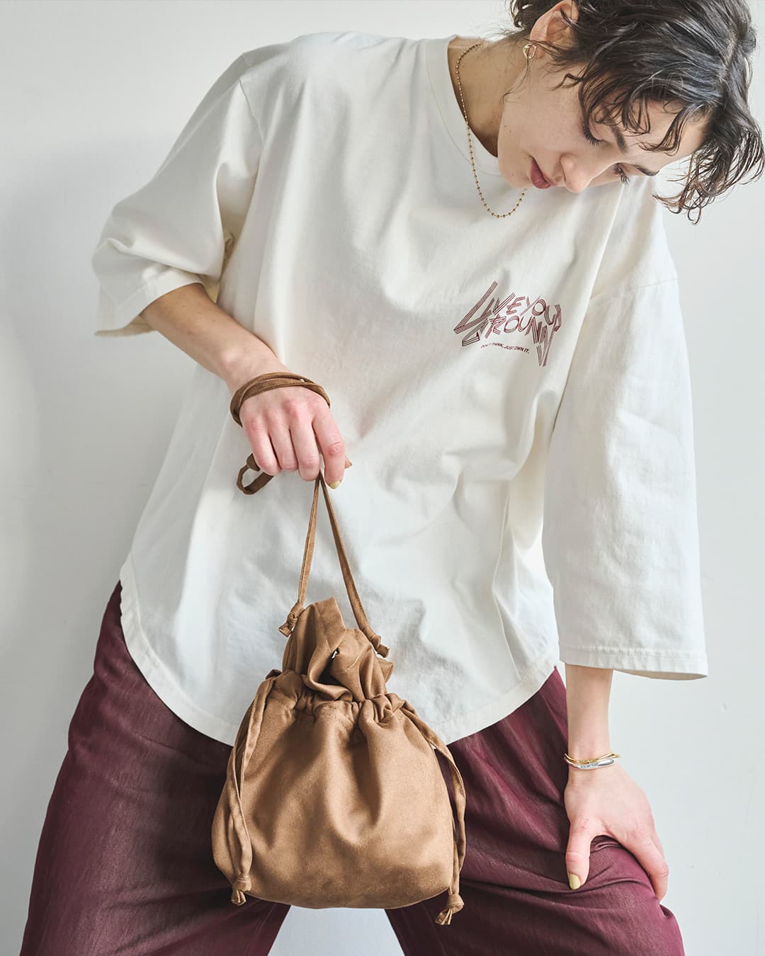KHA:KI カーキ スエードライク マルチ コンバーチブルバッグ SUEDE