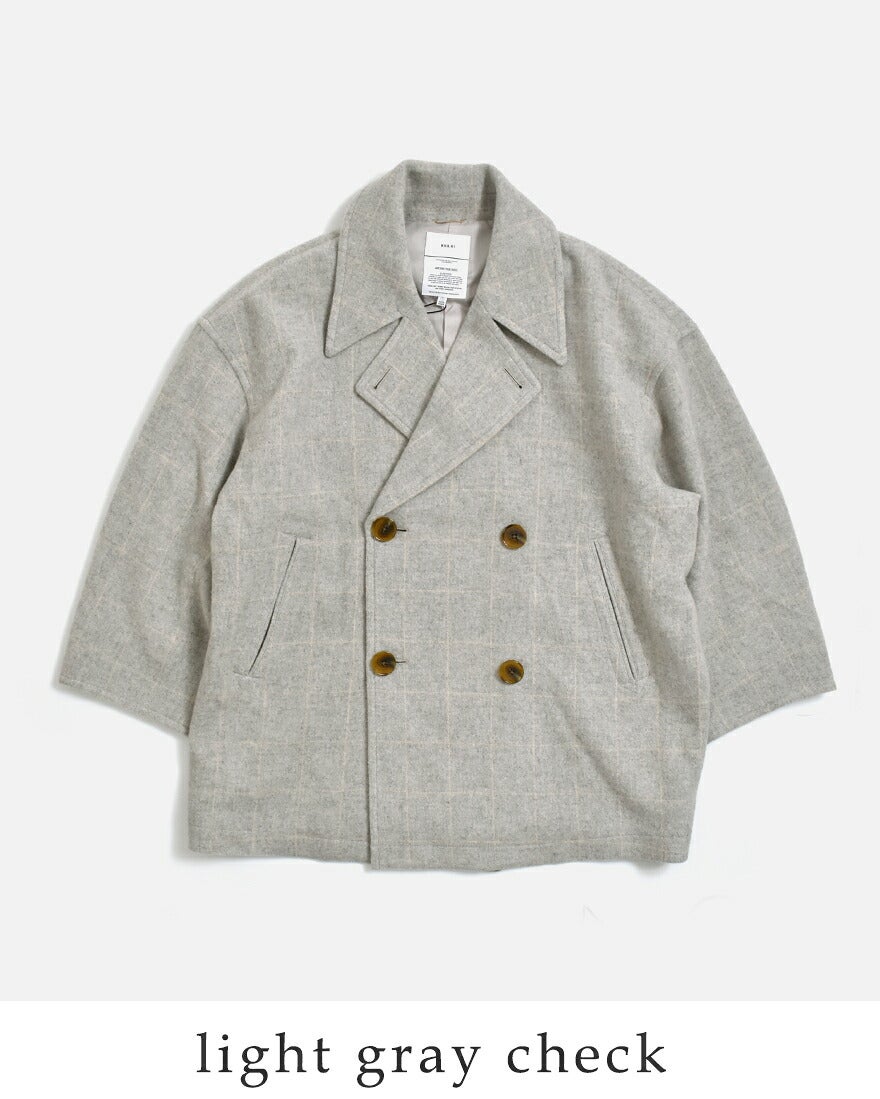 KHA:KI カーキ 尾州リサイクルウール 起毛 コクーンピーコート RE-WOOL