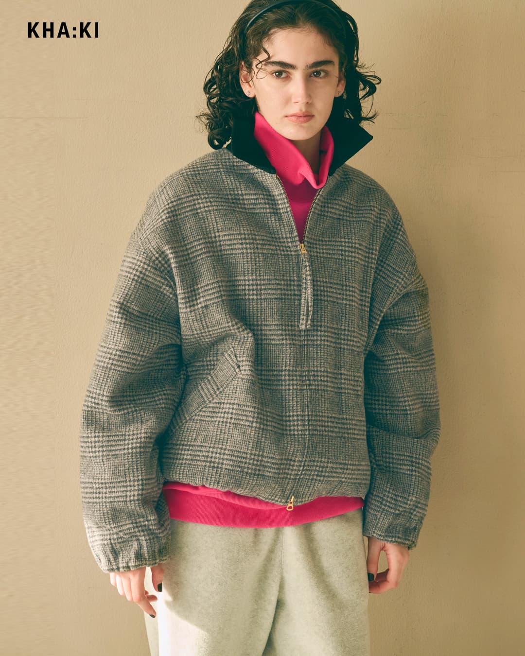 KEITH - 新品♡ 大きいサイズ♡ キース♡ ジップアップ綿ニット♡ 記載サイズ44 2026aw新作]KHA:KI カーキ 尾州リサイクルウール 起毛 ダブルジップ