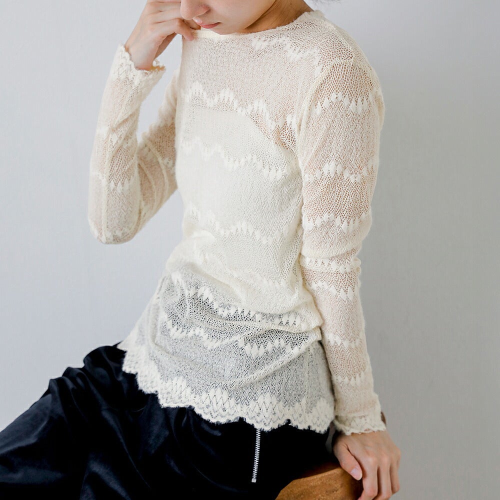 2026aw新作] Hella ヘラ フロック レース シアー トップ Flocked Lace