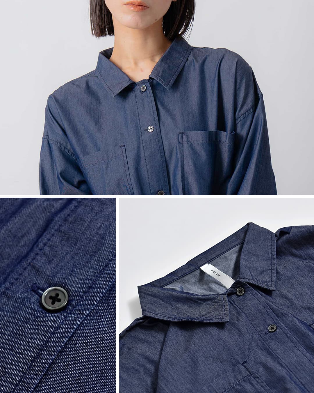 KELEN ケレン 接触冷感 3.5oz デニム シャツ BETY lkl26fbl2313