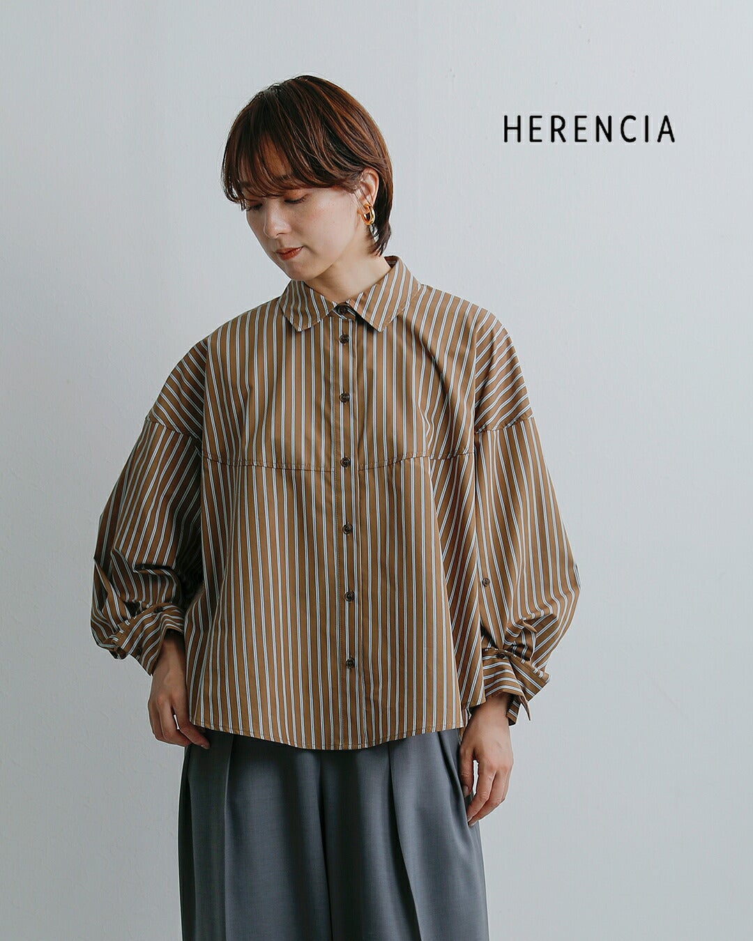 2026aw新作]HERENCIA ヘレンチア コットン ストライプ ブラウス