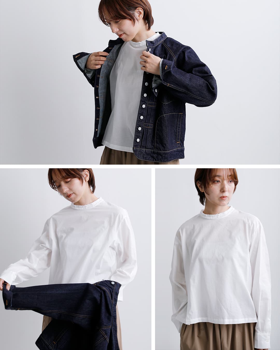 クーポン対象】mizuiro ind ミズイロインド コットン フリルカラー