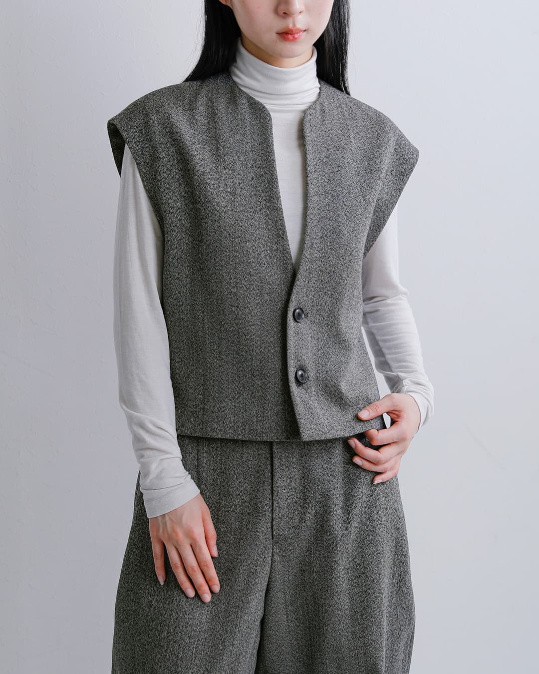 LOEFF ロエフ ウールダブルクロス スリットベスト 8825-2-000005