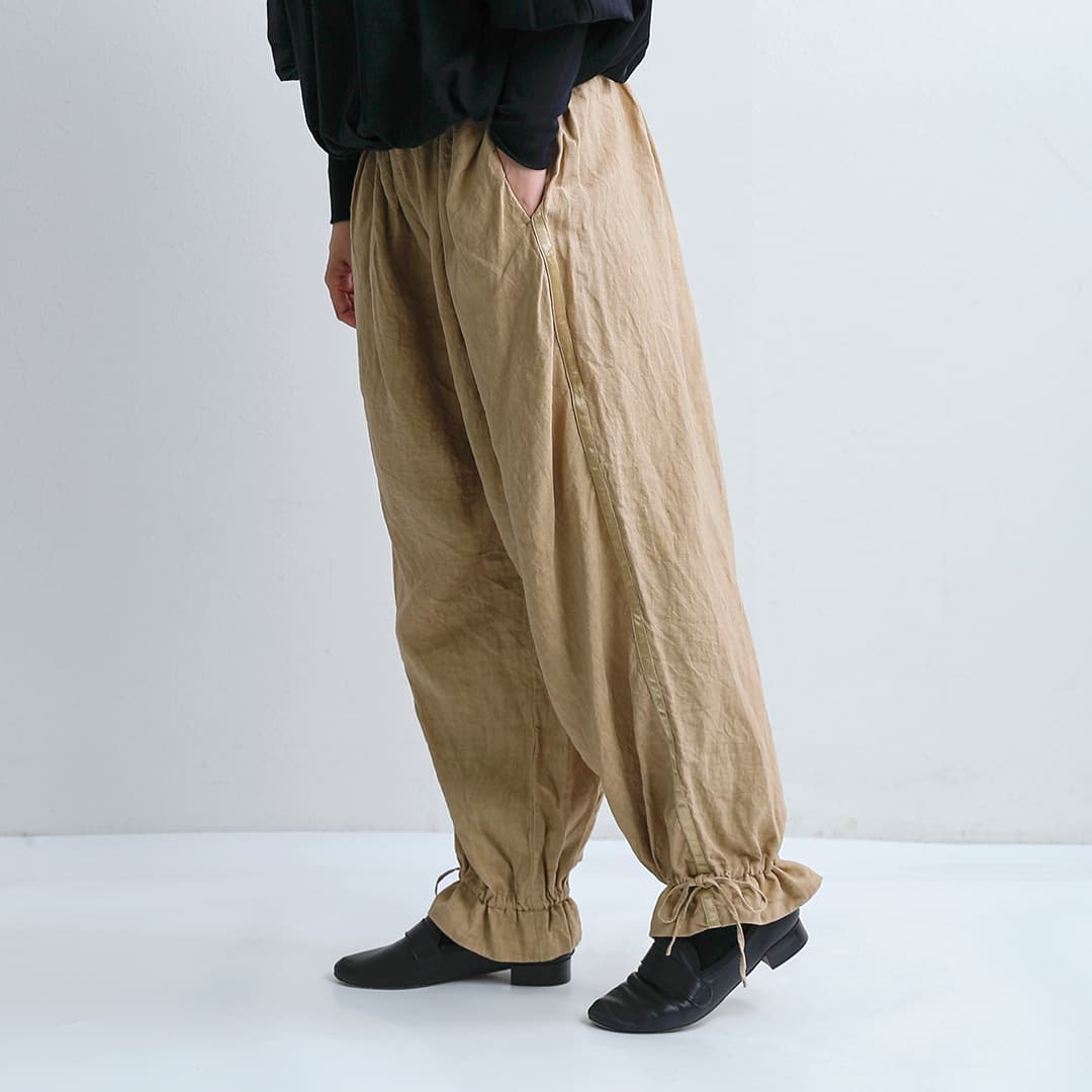 Gauze# ガーゼ リネン サイドライン ストリングパンツ CLASSICAL SIDE