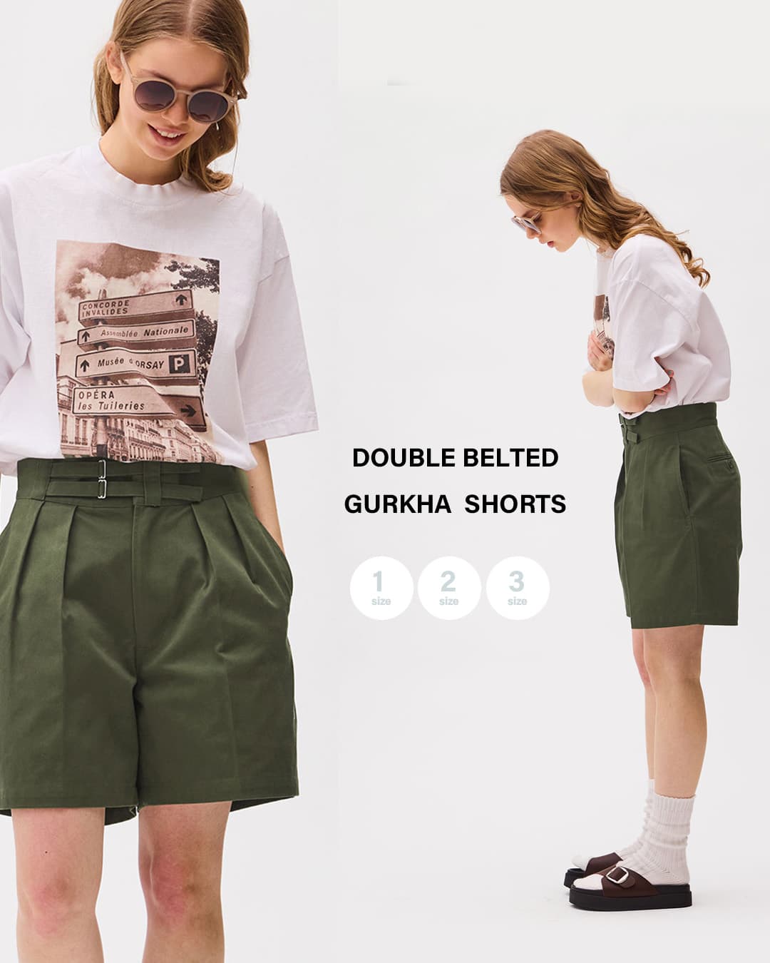 LENO リノ コットンツイル ダブルベルト グルカショートパンツ DOUBLE