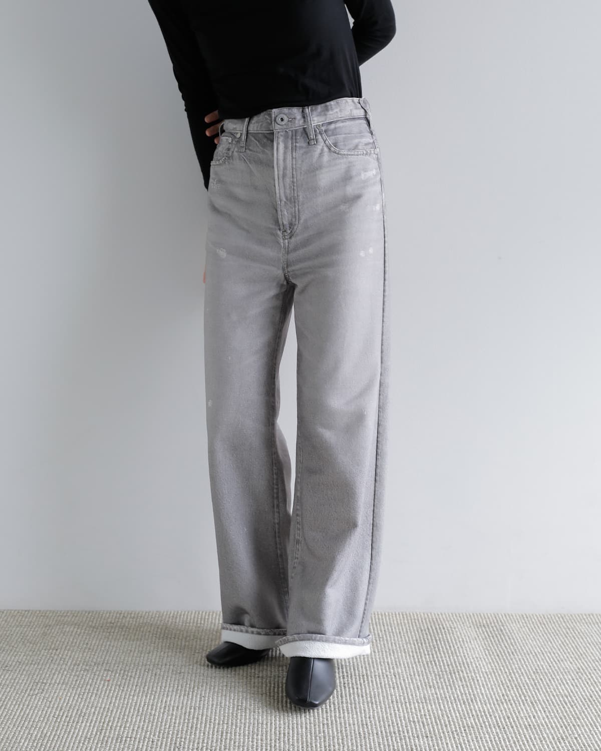 upper hights アッパーハイツ デニムライク スウェット ワイドパンツ