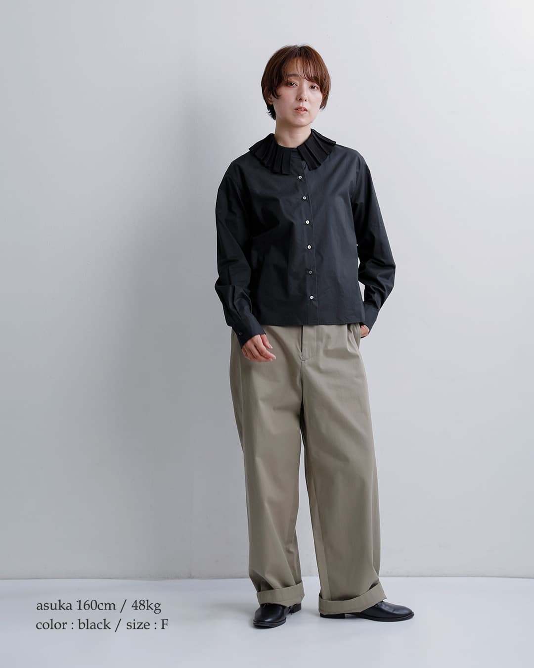 mizuiro ind ミズイロインド コットン プリーツカラー シャツ 3-230124