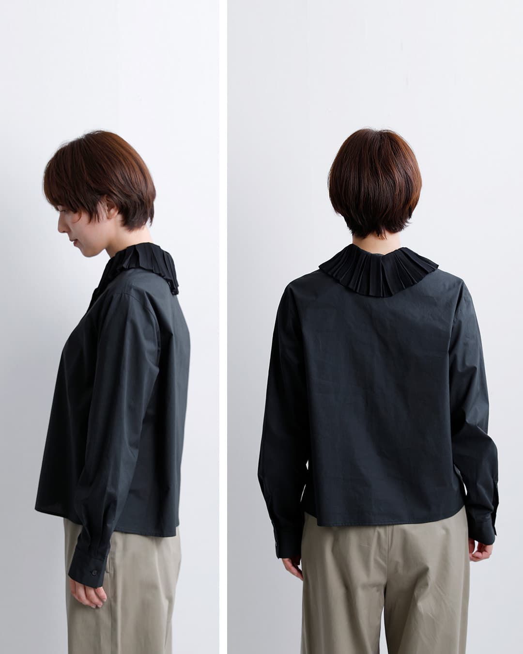 mizuiro ind ミズイロインド コットン プリーツカラー シャツ 3-230124