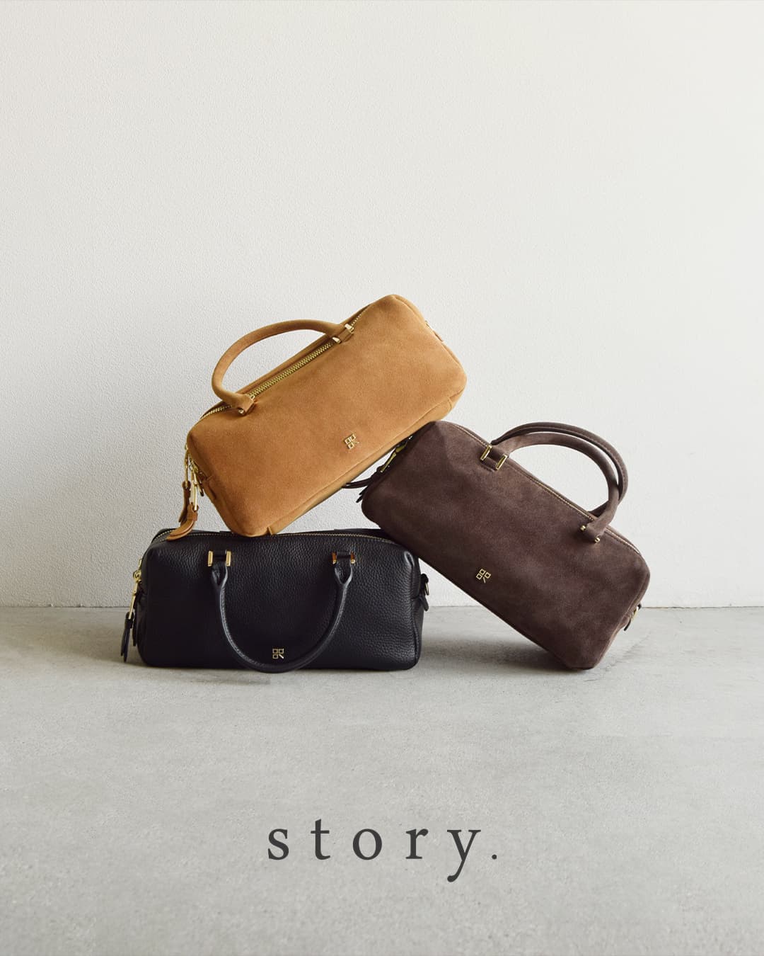 クーポン対象】story. ストーリー レザー スエード ダブルファスナー