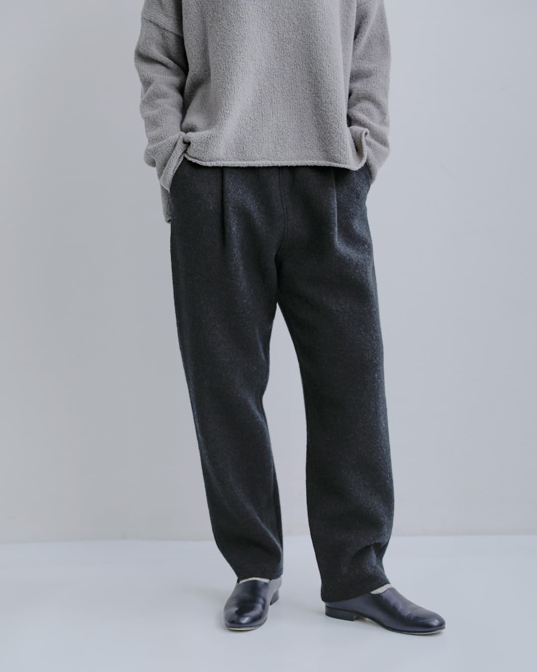 evam eva リネンパンツ ダークグレー evam eva エヴァムエヴァ プレス ウール パンツ e263k096 レディース