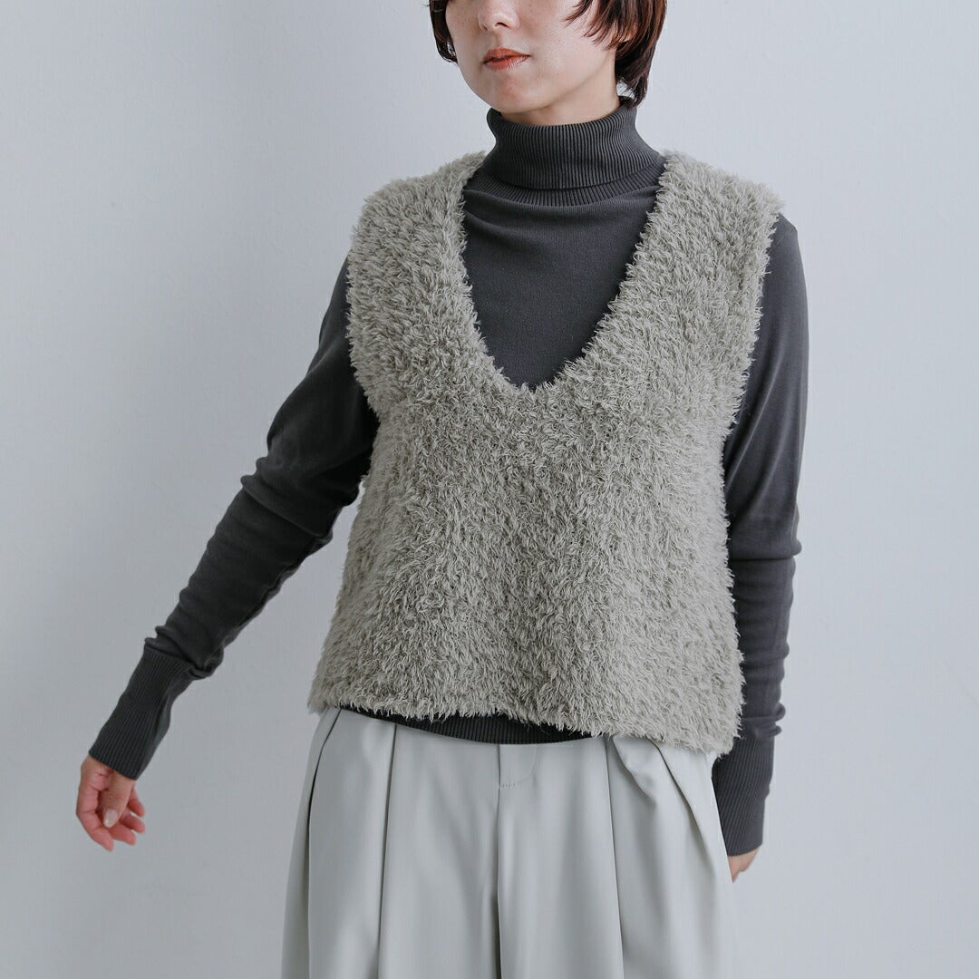 ★evam eva シルク Vネックニットベスト evam eva エヴァムエヴァ ベビーアルパカ Vネック ニットベスト