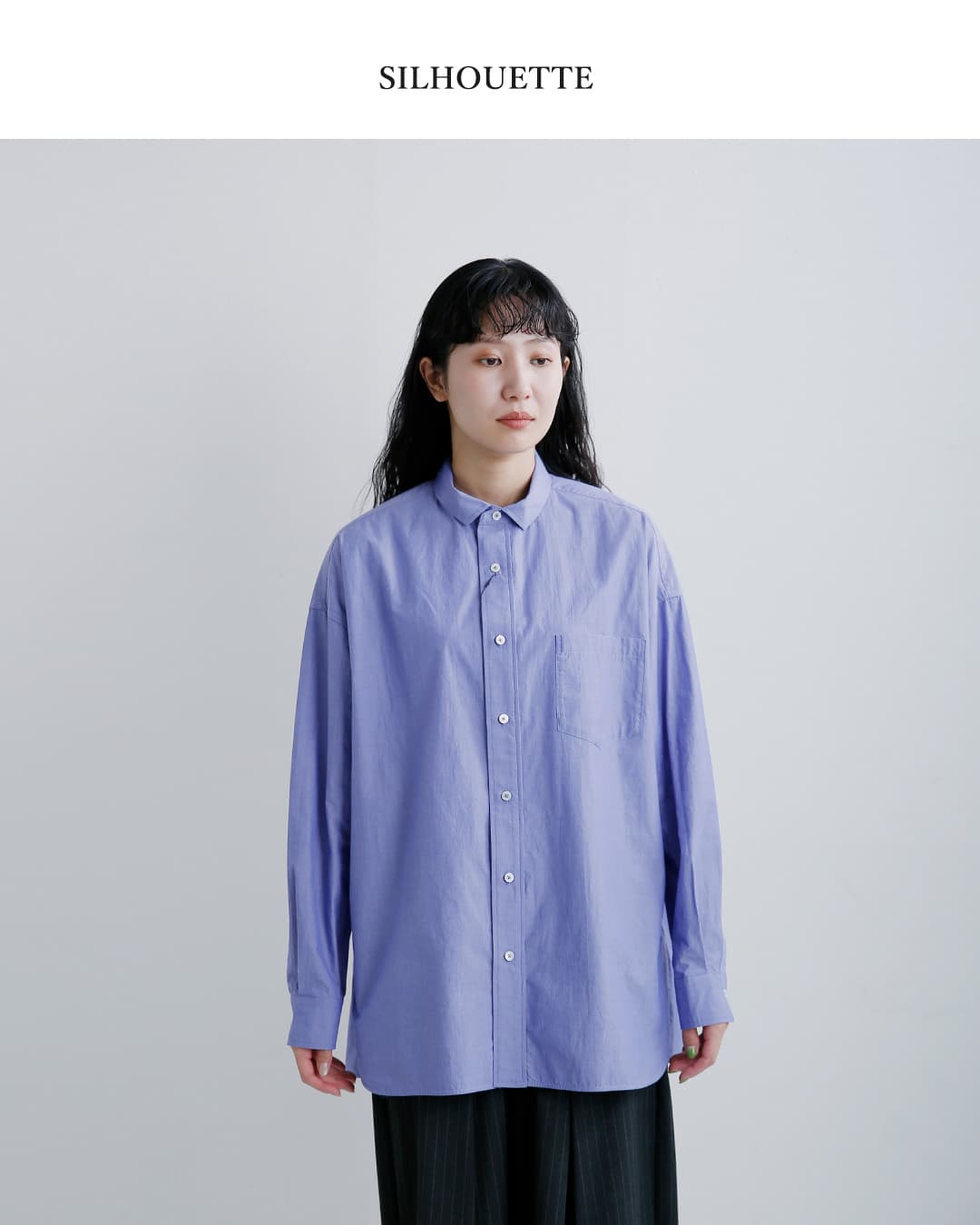 美品＊TICCAティッカ コットンリネンバンドカラーシャツ F ブルー 日本製 TICCA ティッカ コットン スクエア ハイネック シャツ tbfa-112