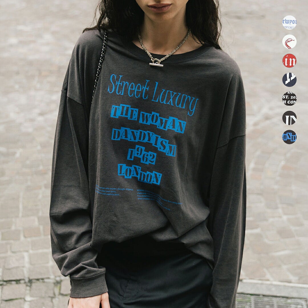 CREDONA クレドナ パーマネント ロングスリーブ プリント Tシャツ