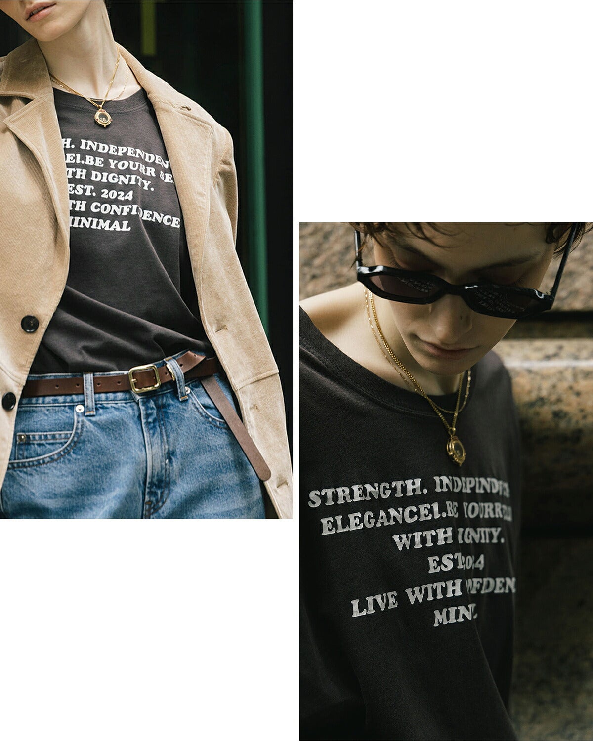 CREDONA クレドナ パーマネント ロングスリーブ プリント Tシャツ