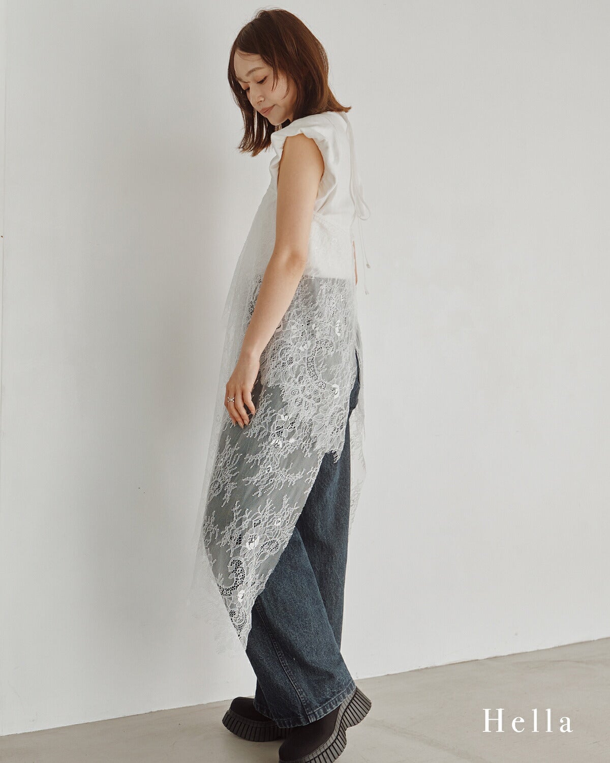 Hella ヘラ 2way レイヤード レース ラップスカート 2way Layered Lace
