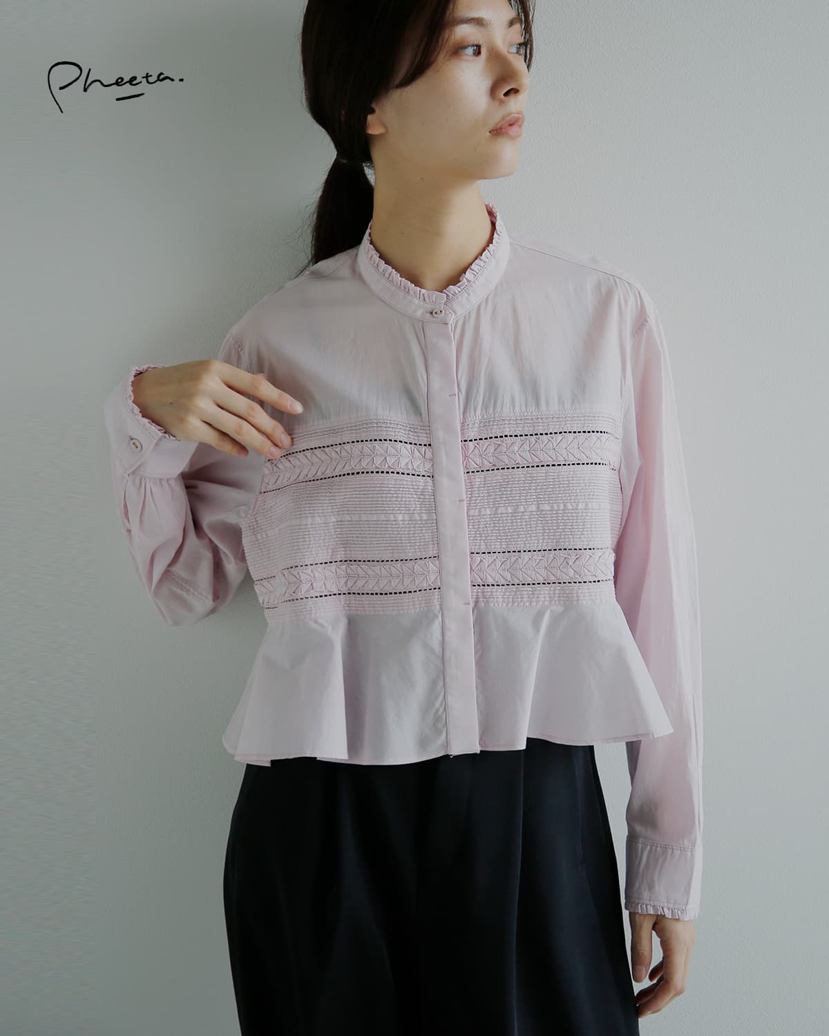 Pheeta フィータ コットン ピンタック シャツ Trinity ph016c-60