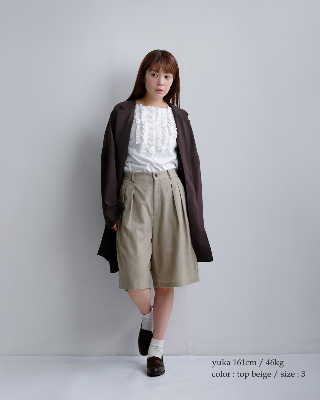 tissu ティシュ ウール ルマーノツイル タック ハーフパンツ