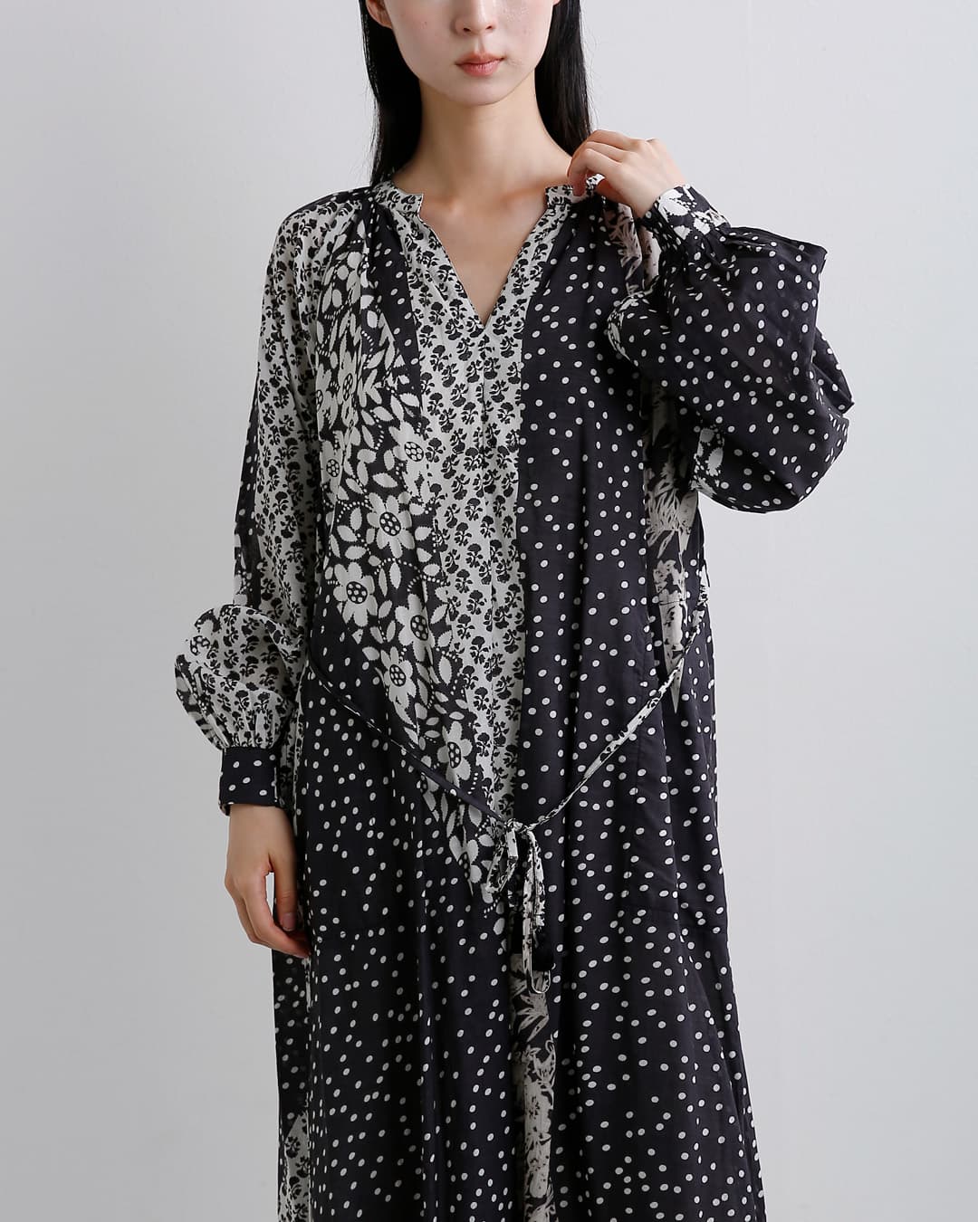 ne Quittez pas ヌキテパ 花柄 パッチワーク ワンピース Cotton Rayon