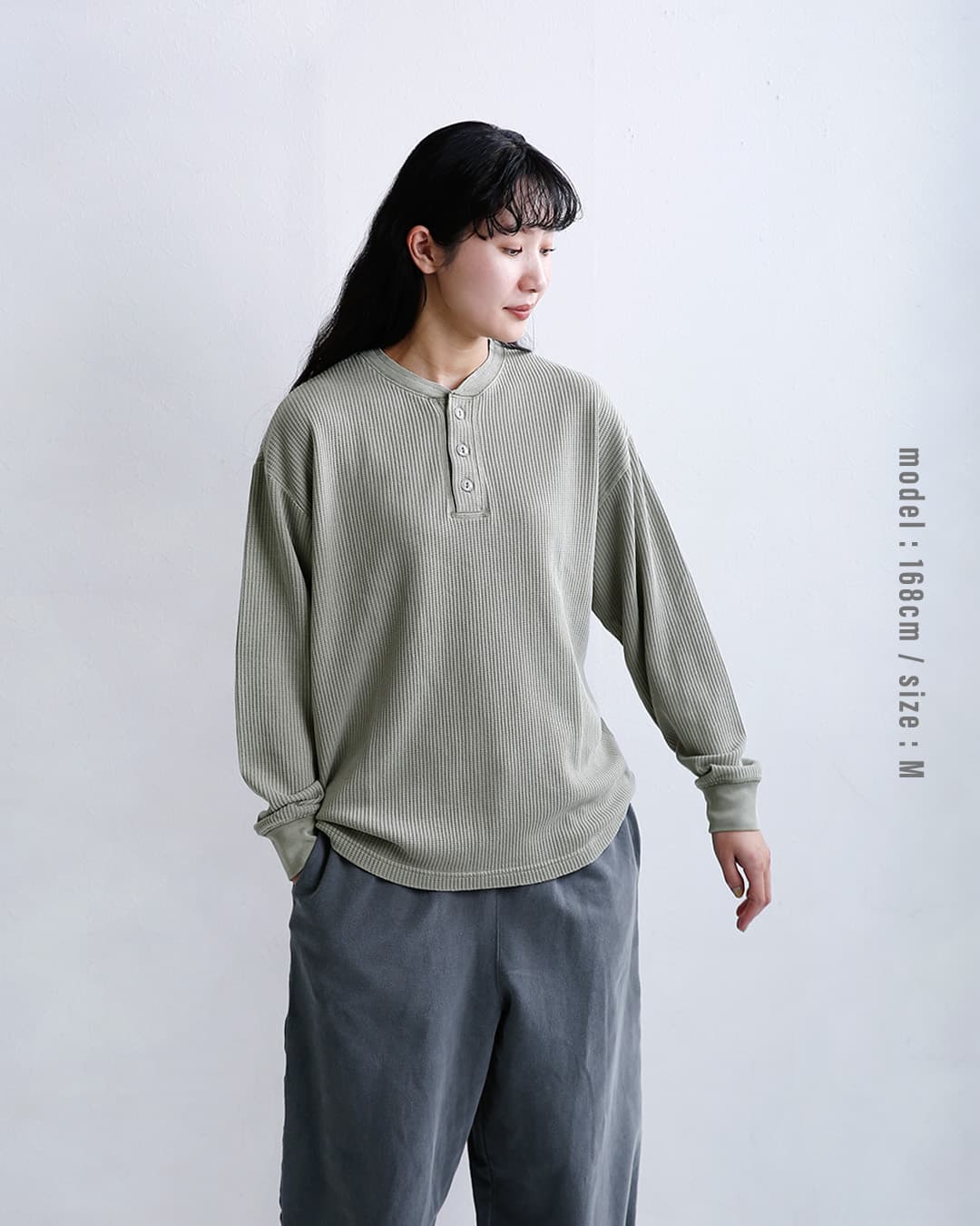 SEABEES シービーズ ワッフル ヘンリーネック 長袖 Tシャツ 2623-sb12