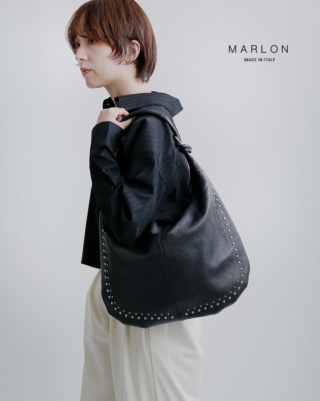 MARLON マーロン ドラーロレザー スタッズ トートバッグ 96-mar-bs6103