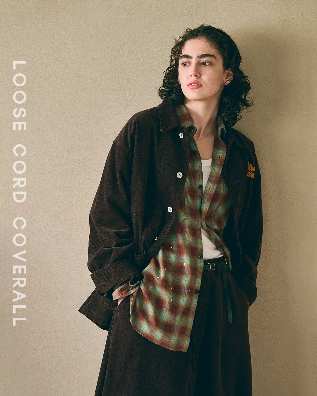 か*ず様  peak カバーオール　Lサイズ　コットンコーデュロイ　ブラ KHA:KI カーキ コーデュロイ ルーズフィット カバーオール LOOSE CORD