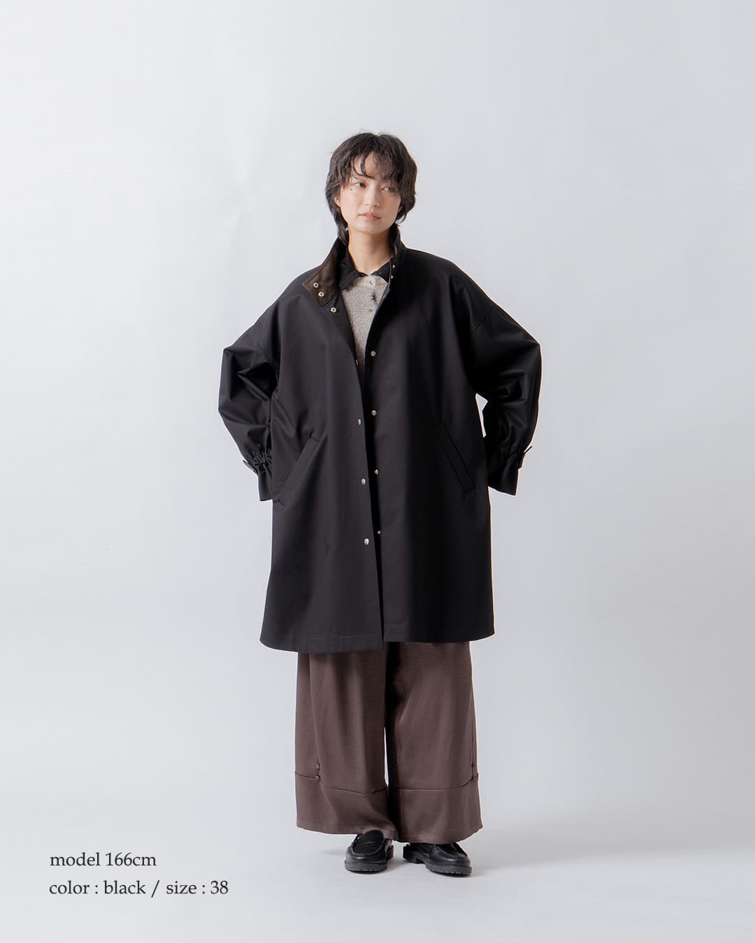 クーポン対象】WHYTO. ホワイト スタンドカラー テントコート