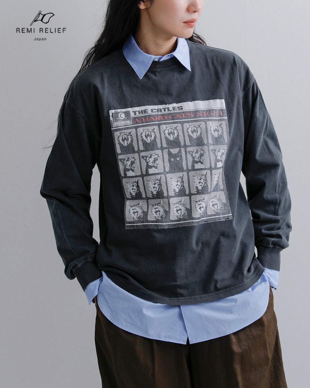 REMI RELIEF レミレリーフ ハードSP加工 天竺長袖Tシャツ A HARD CATS