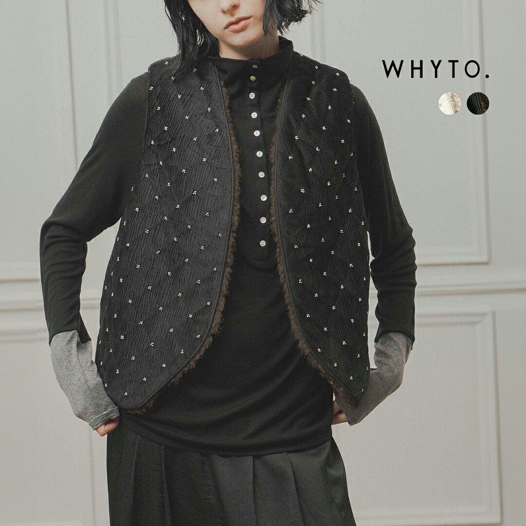 クーポン対象】WHYTO. ホワイト ビーズ キルティング リバーシブル