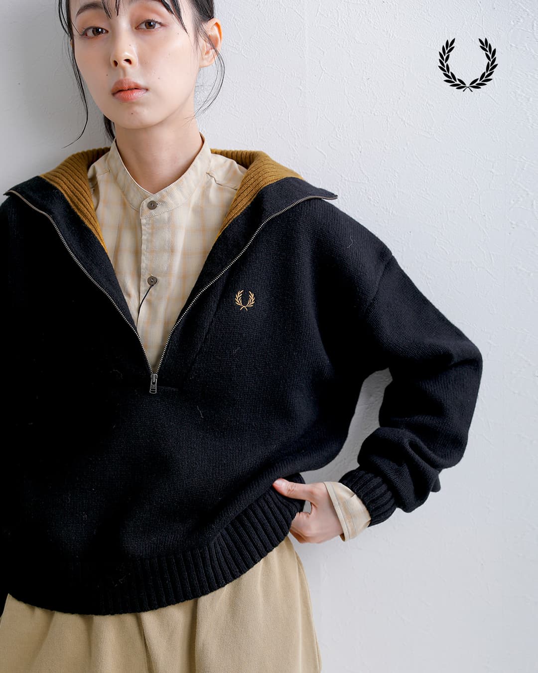 クーポン対象】FRED PERRY フレッド ペリー ウール バイカラー ハーフ