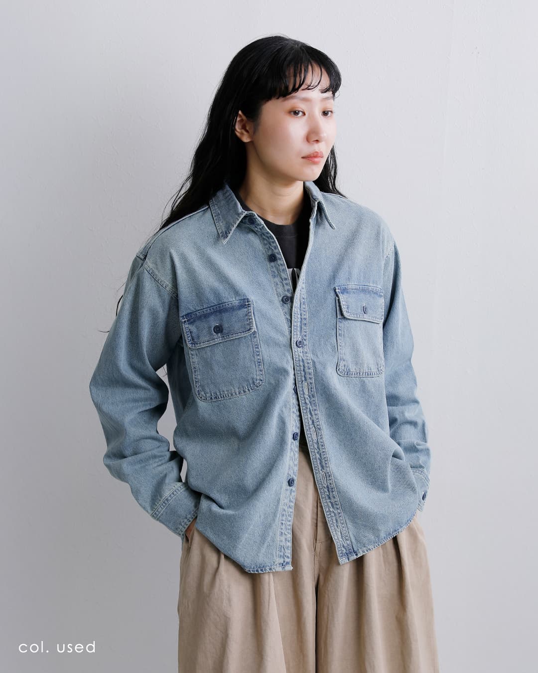 トレカ付き Mサイズ デニムシャツ DENIM SHIRT CLOTH ACROSS クロスアクロス コットン 9ozデニム シャツ DENIM SHIRT