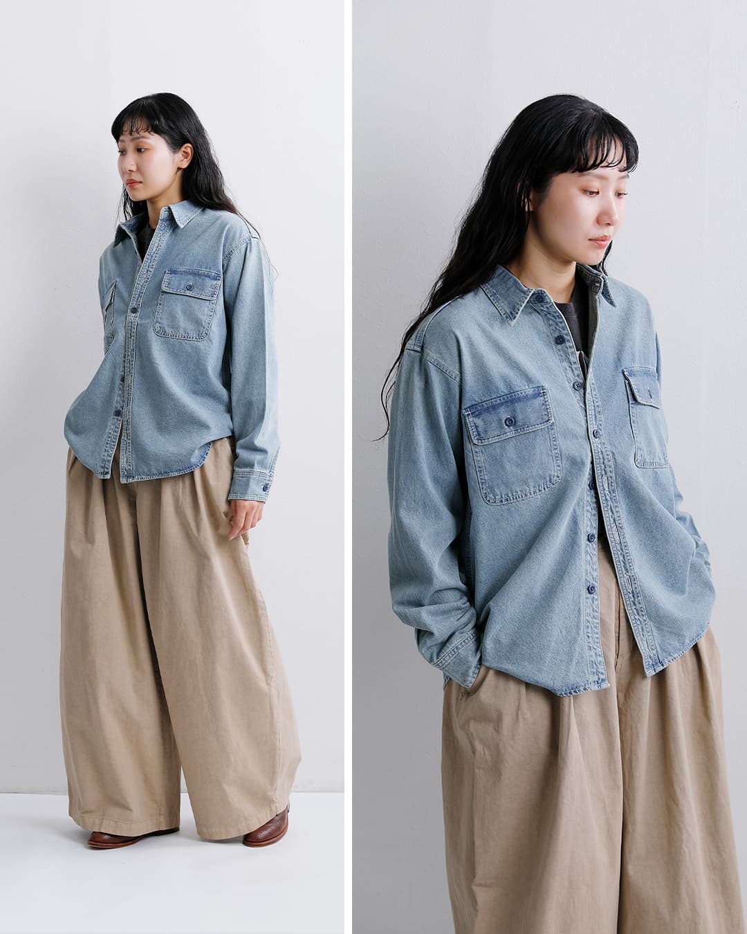 Cloth & Cross デニムシャツ 長袖 CLOTH ACROSS クロスアクロス コットン 9ozデニム シャツ DENIM SHIRT