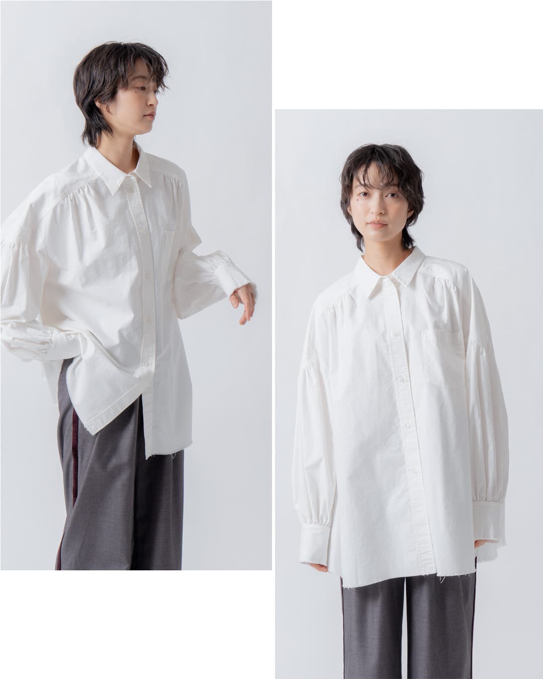 WHYTO. ホワイト オックスフォード ボリューム ブラウス wht26fbl4103