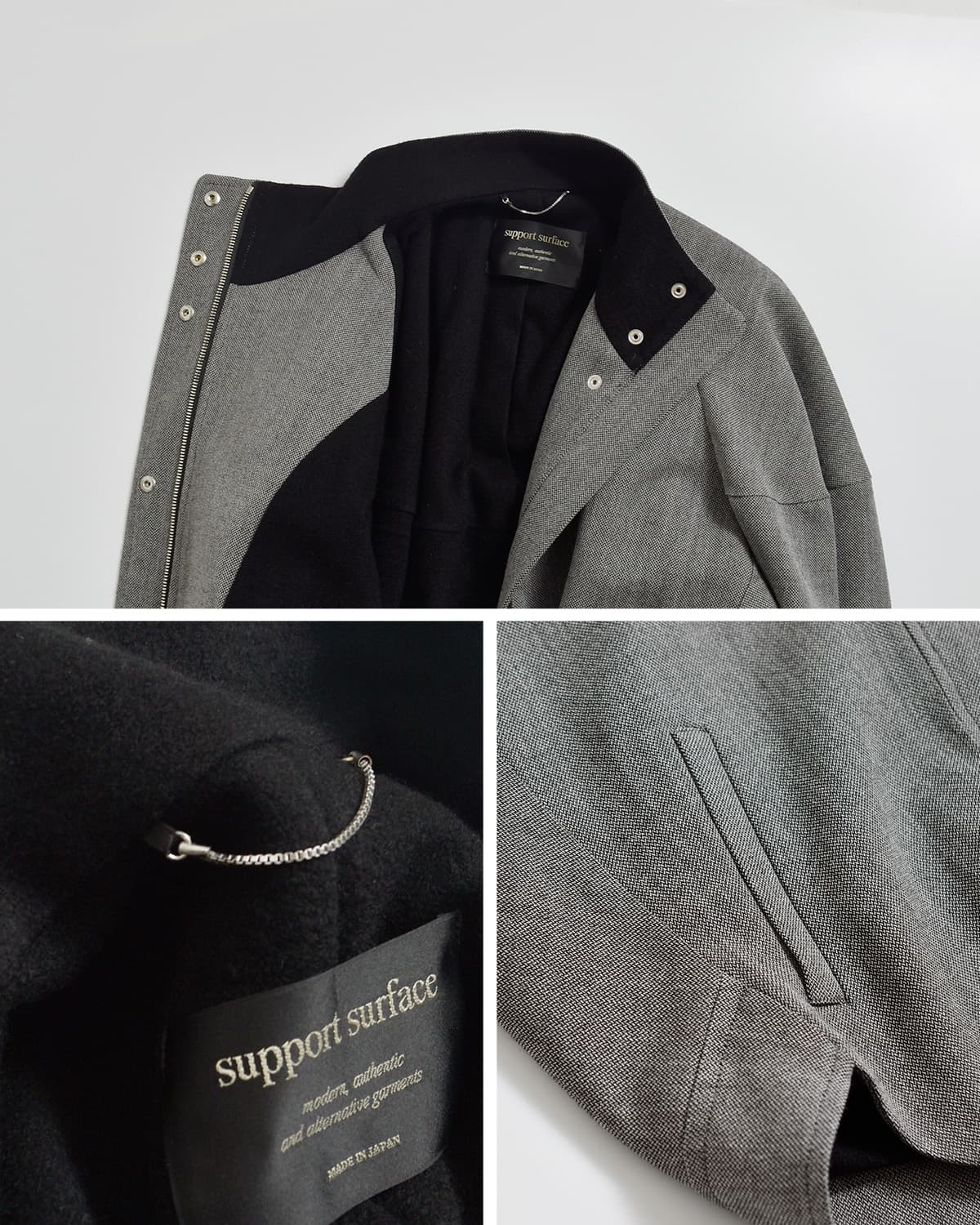 support surface サポートサーフェス ウール スタンドカラー