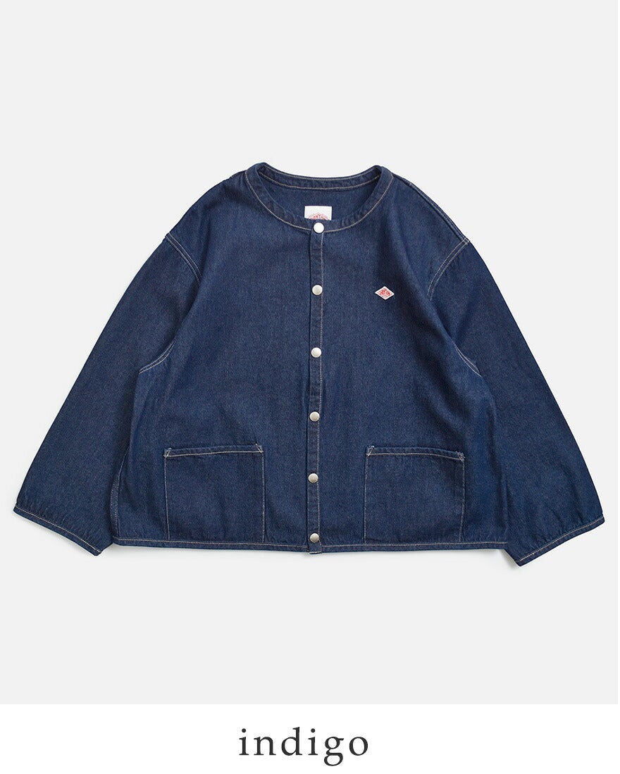 ダントンネイビー デニムジャケット ボタン付き DANTON ダントン 10ozデニム クルーネック ジャケット dt-b0397sou