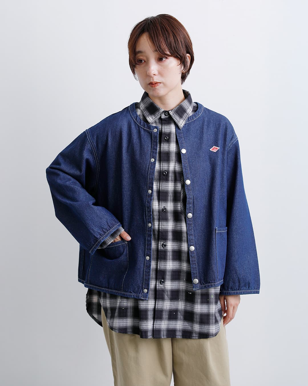 DANTON ダントン 10ozデニム クルーネック ジャケット dt-b0397sou