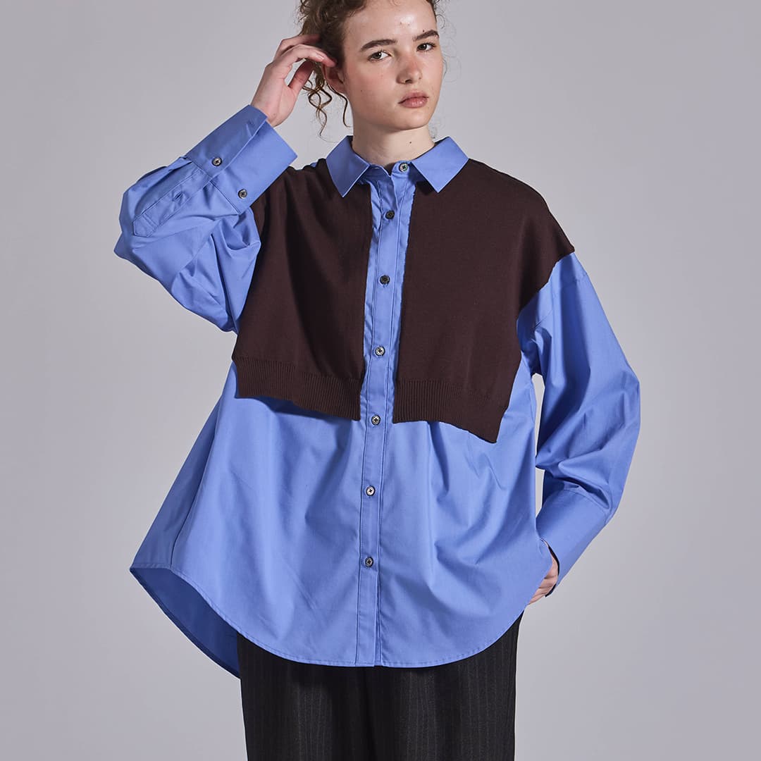 KELEN ケレン パネルデザイン ニットコンビ ブラウス ROLIN