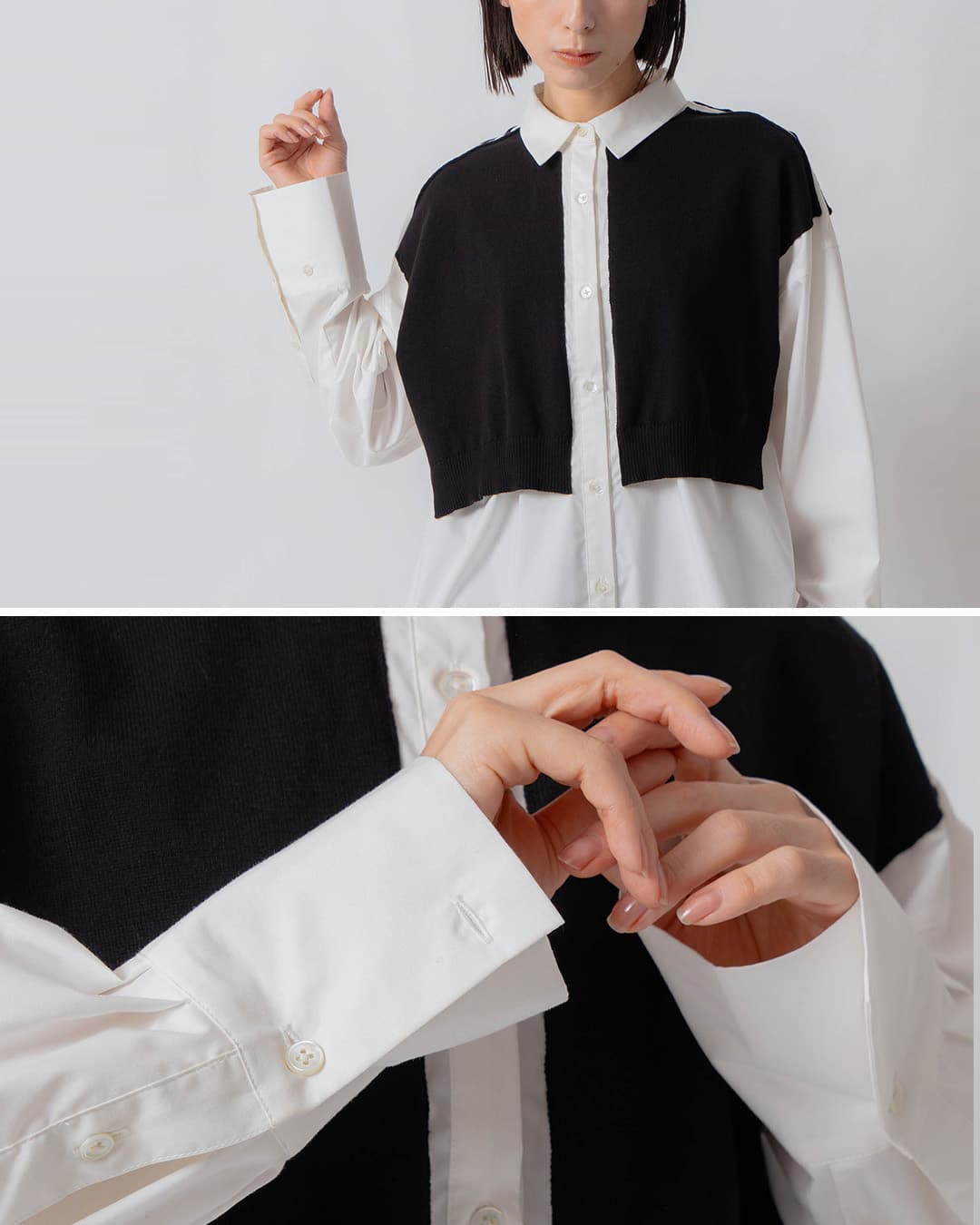 KELEN ケレン パネルデザイン ニットコンビ ブラウス ROLIN