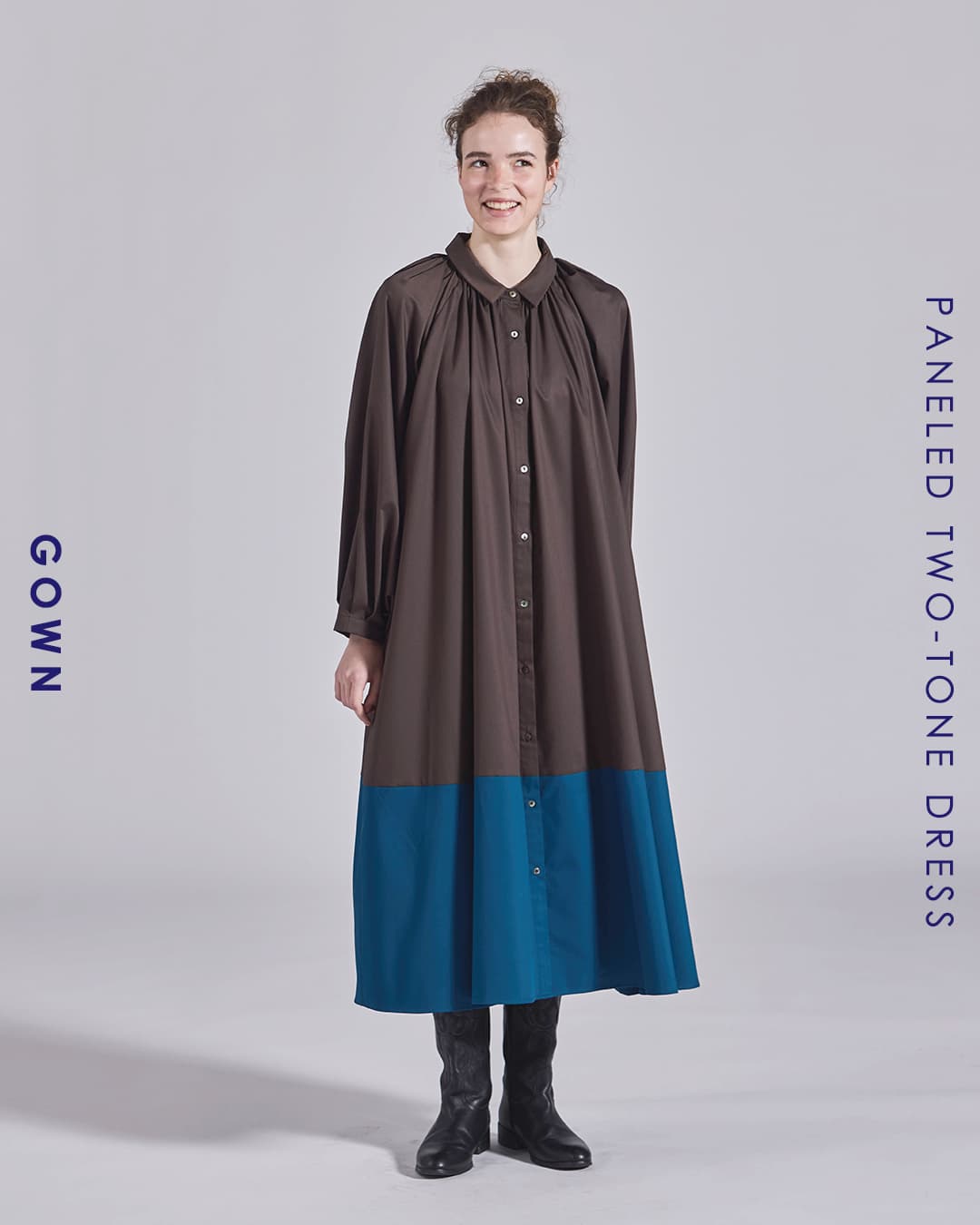 【7/15まで翌日発送】CORCOVADO ポリエステルジャージワンピース KELEN ケレン パネルデザイン バイカラー ワンピース GOWN