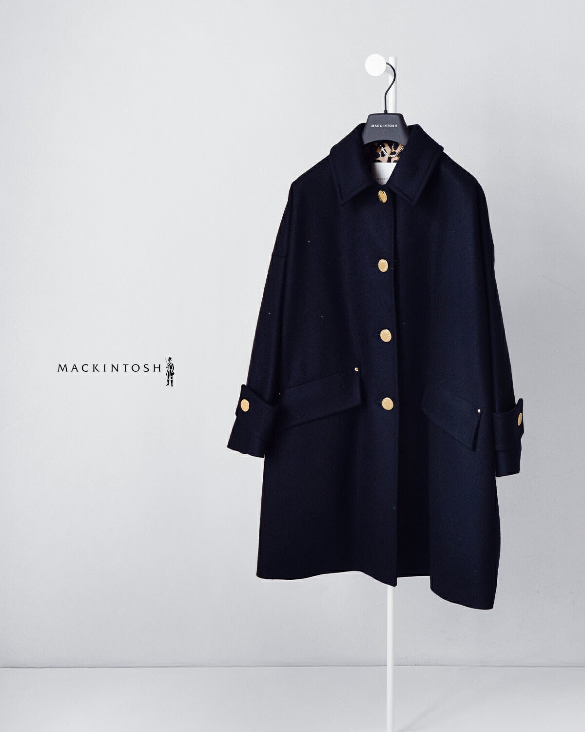 マッキントッシュ　ニューハンビーフード　ウールメルトンコート　ブラック　8 MACKINTOSH マッキントッシュ ハンビー ウールメルトン レオパード